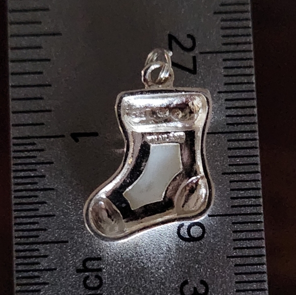 Christmas Stocking Tree MOP 925 Sterling Silver Pendant Charm Enamel Snowflake ❄ - Picture 7 of 14